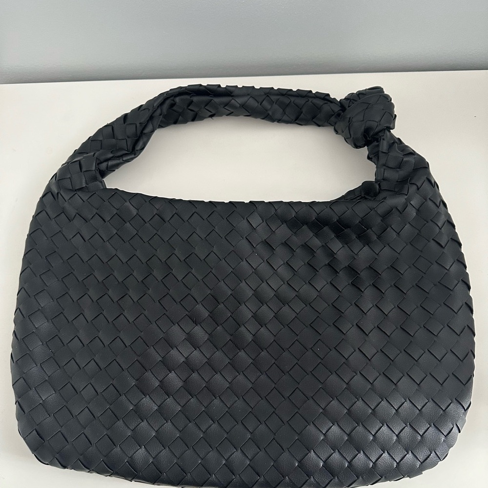 Elegant Black Woven Handbag
